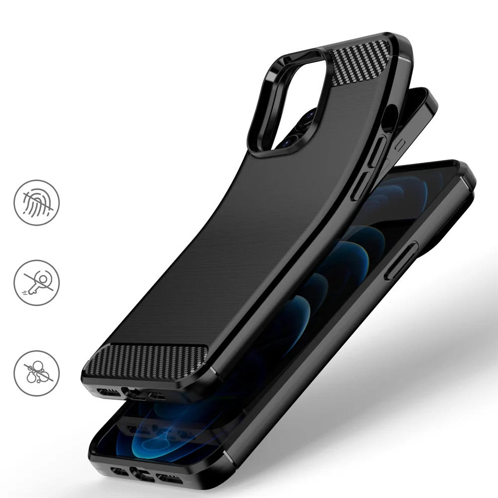 MG Carbon Case Flexible silikónový kryt na iPhone 13 Pro Max, čierny 