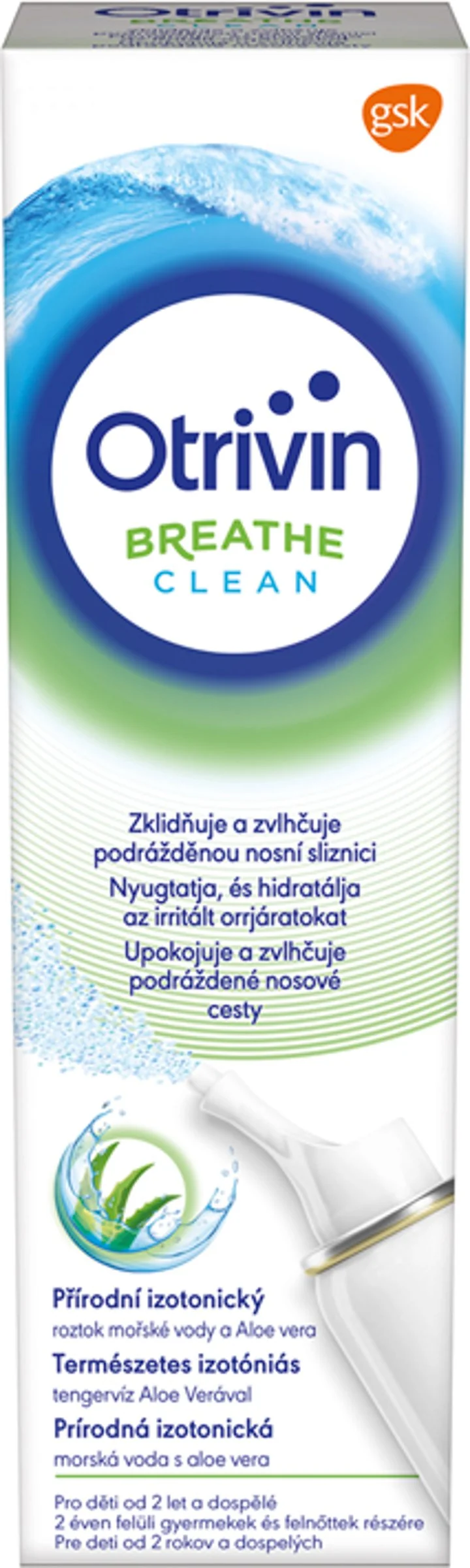 Otrivin Breathe Clean s Aloe vera 1x100 ml, izotonická morská voda na čistenie nosa