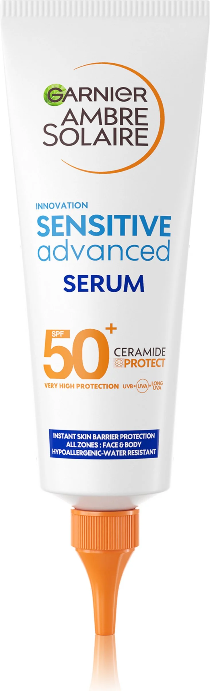 Garnier Ambre Solaire Sensitive Advanced Ochranné sérum proti slnečnému žiareniu s ceramidmi, SPF 50+, 125 ml