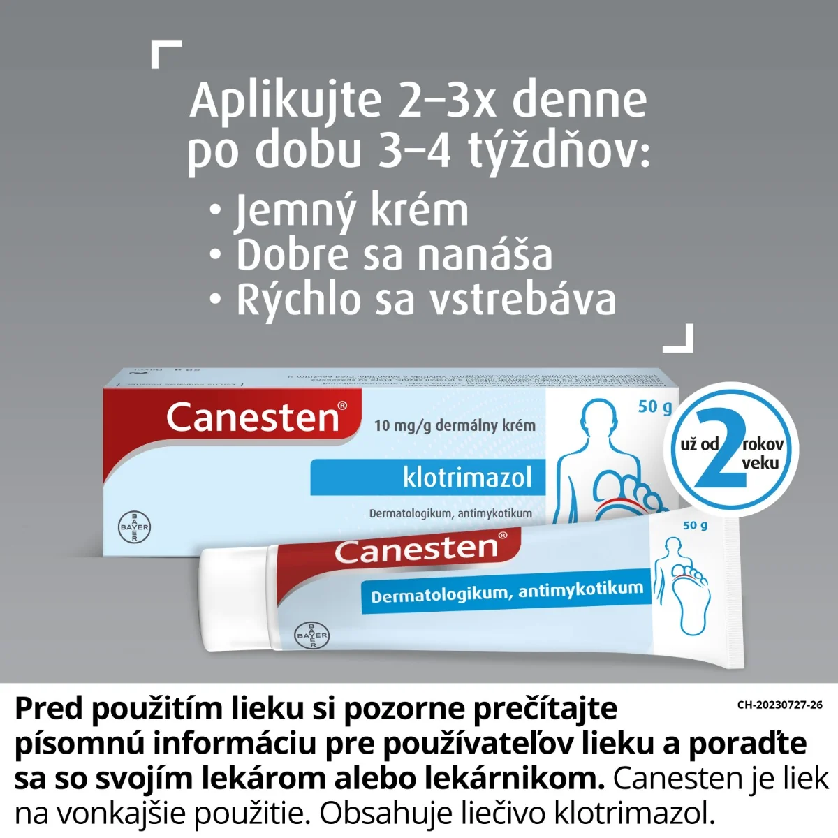 Canesten 1×50 g, krém na liečbu kožnej plesne