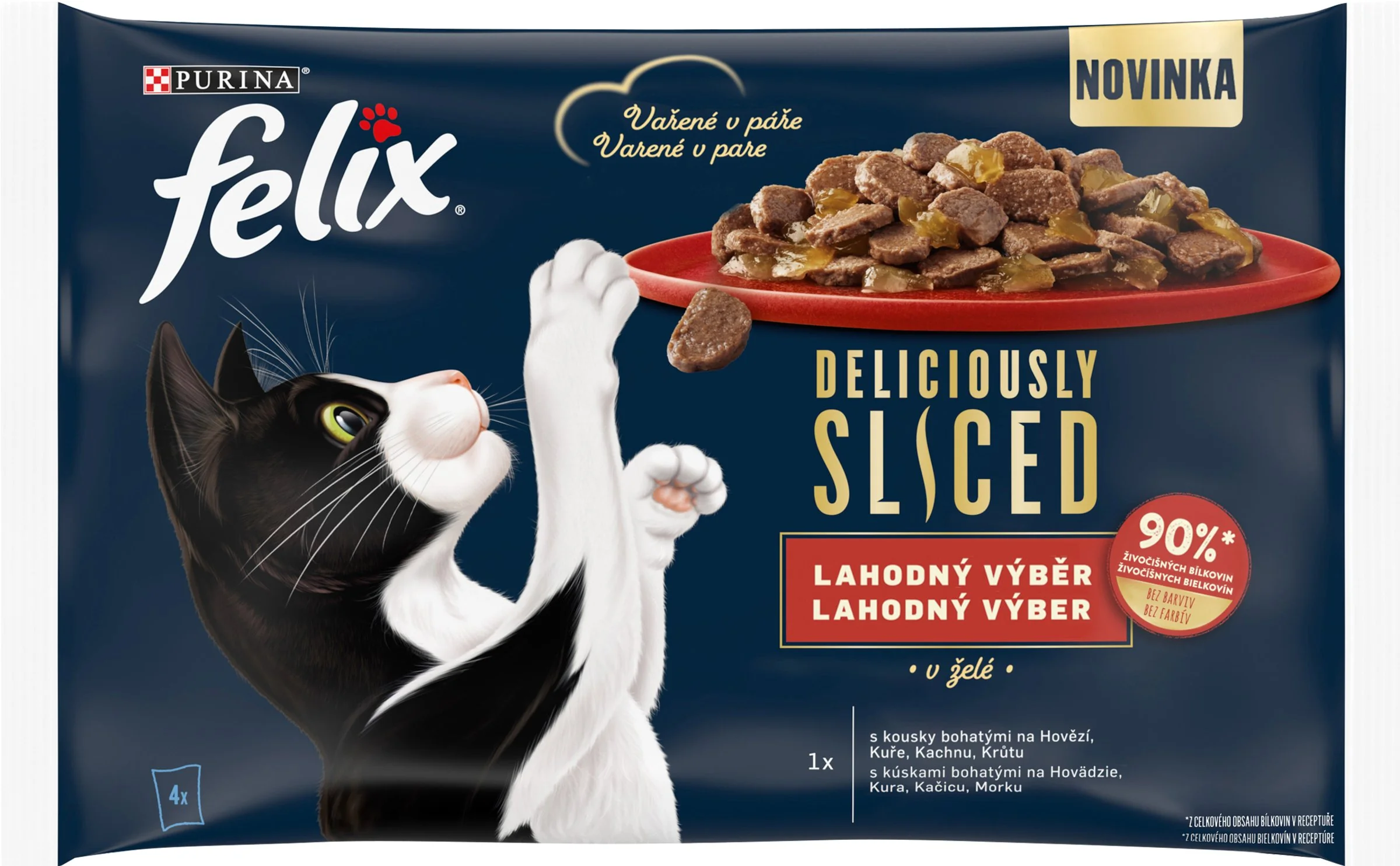 FELIX Deliciously sliced Multipack 12(4x80g) hovädzie/kura/kačica/morka v želé