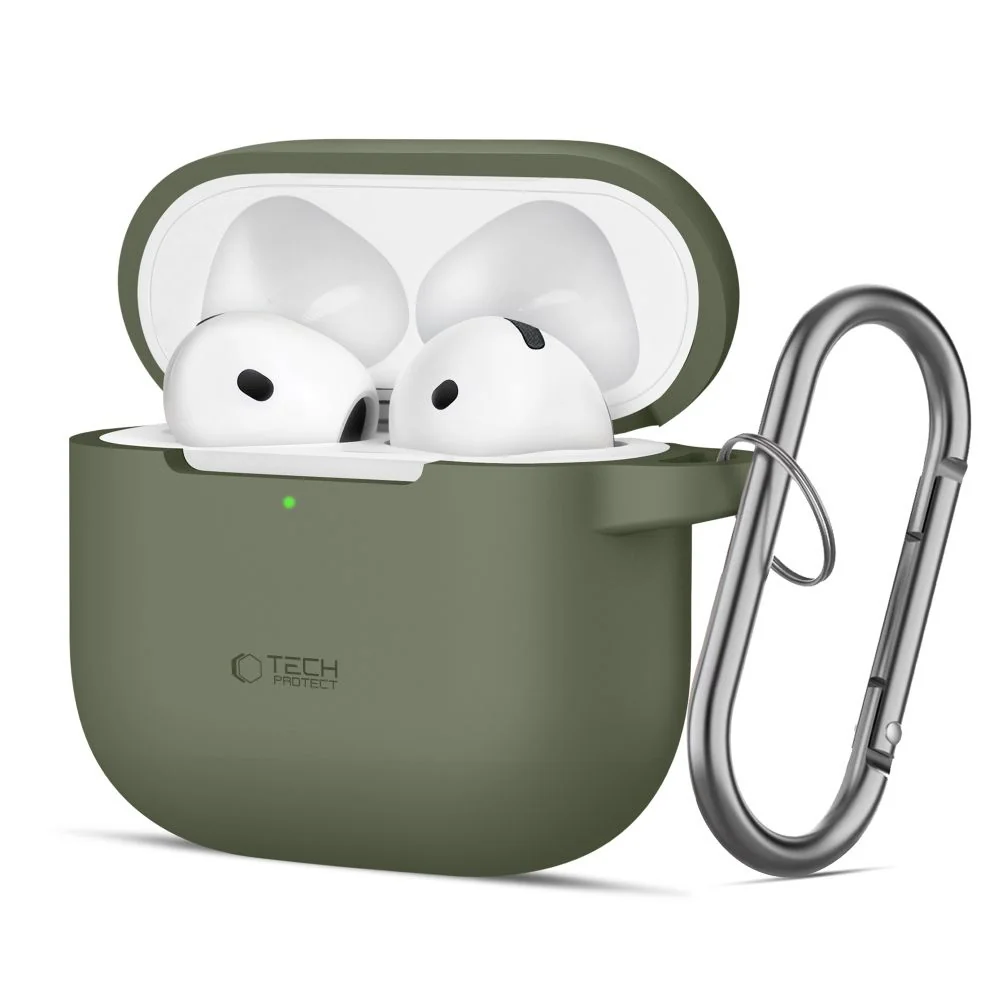 Tech-Protect Silicone Hook puzdro na Apple AirPods 4, tmavozelené 