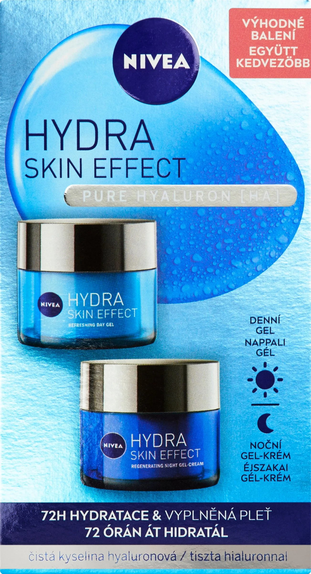 Nivea Hydratačný denný + nočný gél Hydra Skin Effect 2x50ml 1×2x50ml, hydratačný krém