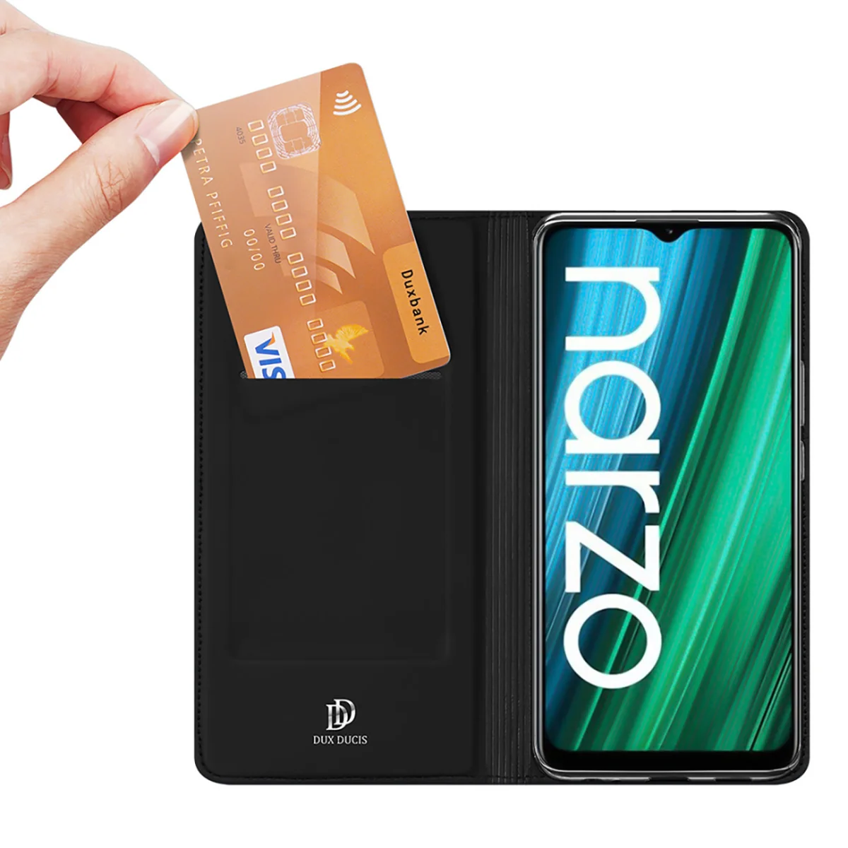 DUX DUCIS Skin Pro knižkové kožené puzdro na Realme Narzo 50A čierne