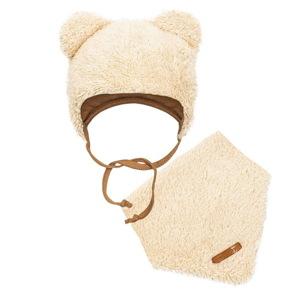 Zimná dojčenská čiapočka so šatkou na krk New Baby Teddy bear béžová 86 (12-18m), 20C49197