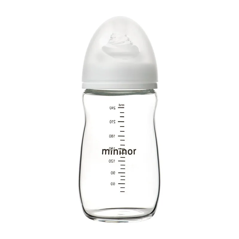 MININOR - Sklenená dojčenská fľaša 240ml 3m+ 