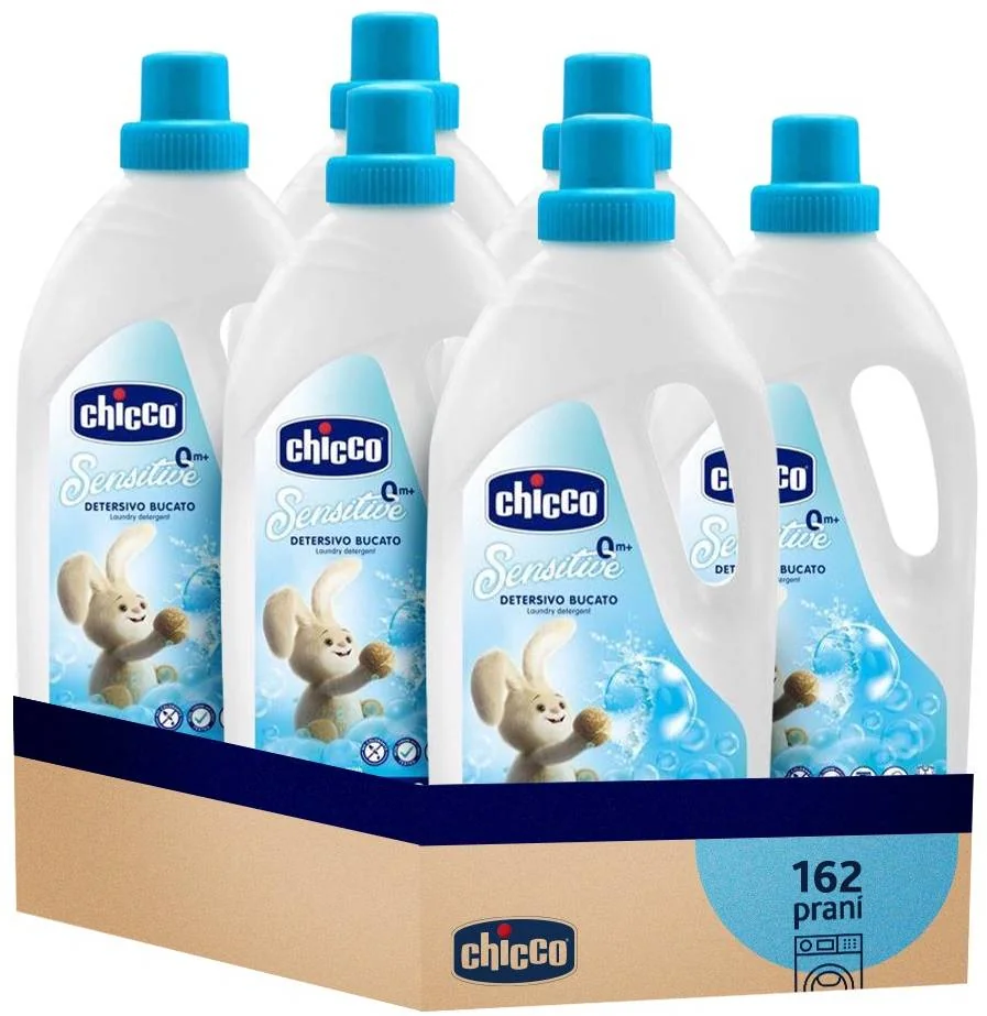 6x CHICCO Prostriedok prací detský Sensitive 1,5 l (27 praní) 6×1500 ml, prací prostriedok