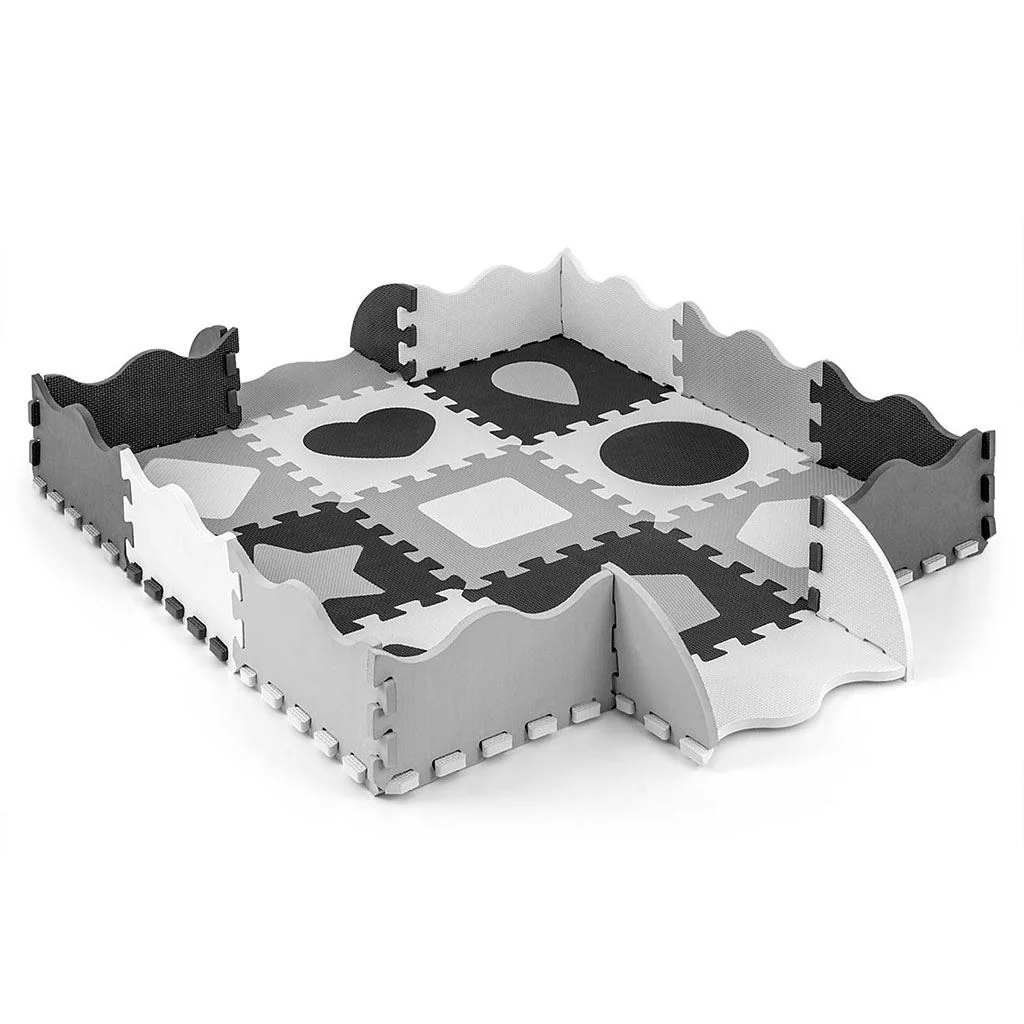 Penové puzzle podložka ohrádka Milly Mally Jolly 3x3 Shapes Grey , 