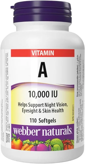 WEBBER NATURALS Vitamín A 10 000 IU 110 gélových kapsúl