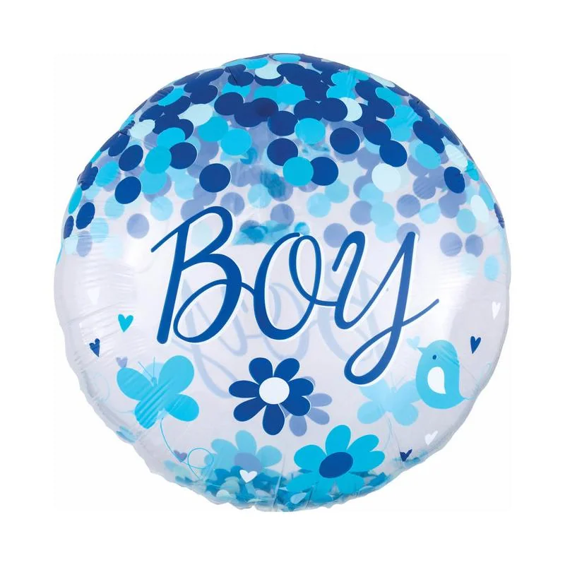 Amscan Fóliový balón Jumbo s konfetami Boy 71cm