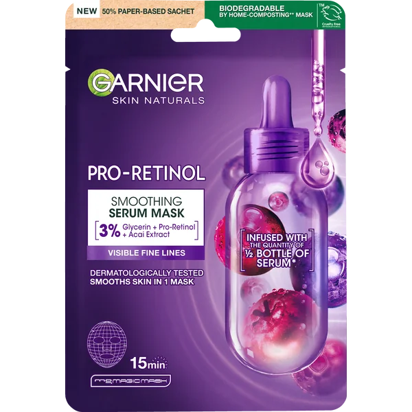 Garnier Skin Naturals Pro-retinol vyhladzujúca textilná maska so sérom