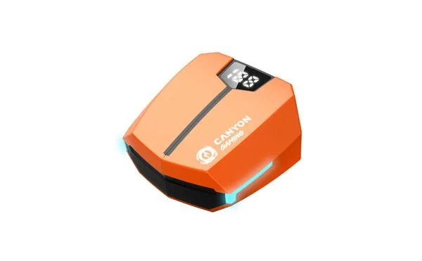 Canyon GTWS-2, Doublebee, herné True Wireless Bluetooth slúchadlá do uší, nabíjacia stanica v kazete, oranžové 1×1 ks, slúchadlá