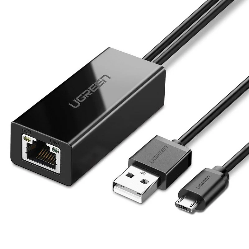 Ugreen USB externý sieťový adaptér pre Chromecast + kábel 1m, čierny