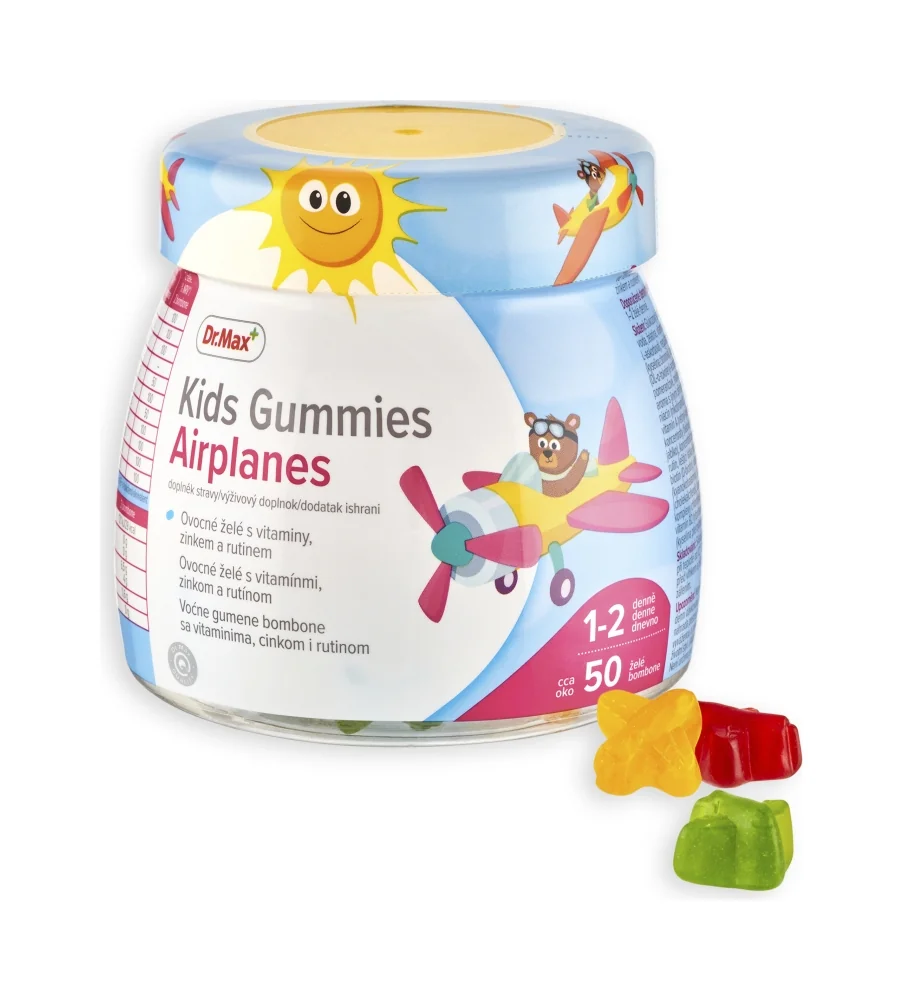 Dr. Max Kids Gummies Airplanes 1×50 ks, ovocné želé s vitamínmi, zinkom a rutínom