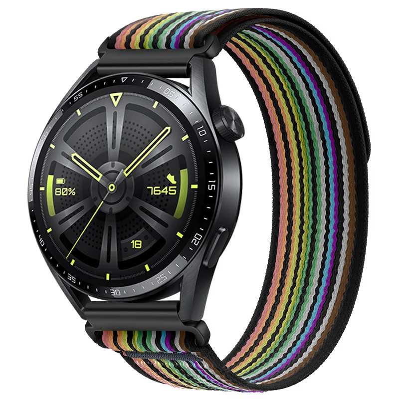 BStrap Velcro Nylon remienok na Xiaomi Amazfit GTR Mini black rainbow