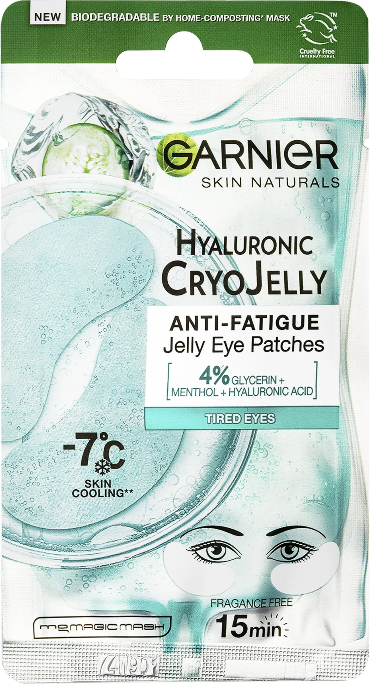 Garnier Skin Naturals Cryo Jelly očná textilná maska s chladivým efektom -7 °C, 5 g