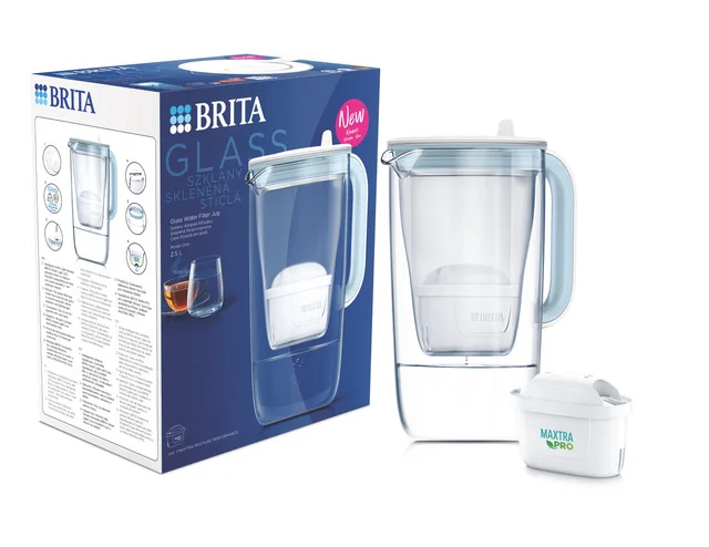 Brita Sklenená kanvica 2,5l sv. modrá