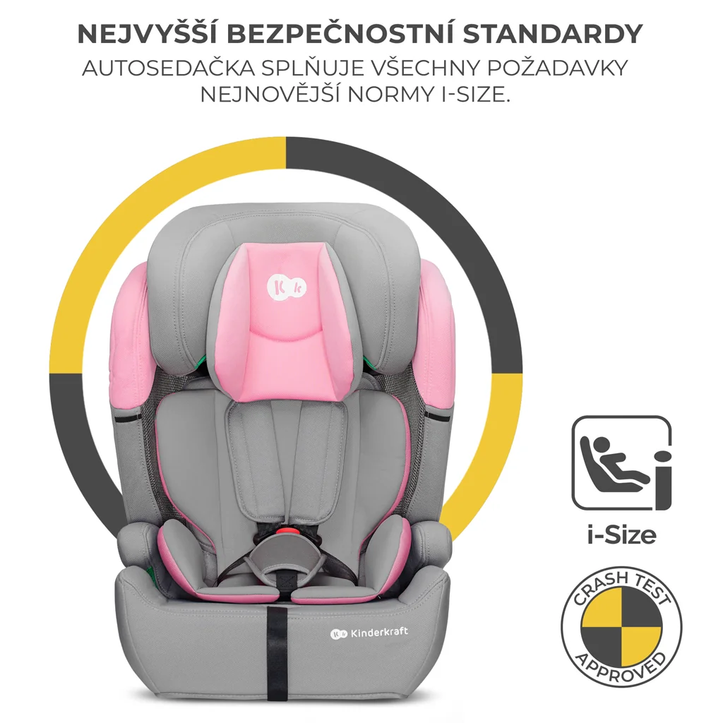 KINDERKRAFT Autosedačka Comfort up i-size pink (76-150 cm) 1×1 ks, autosedačka