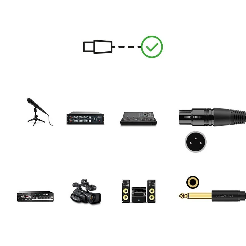 Ugreen AV131 kábel XLR - 6.35 mm jack F/M 3m, čierny 