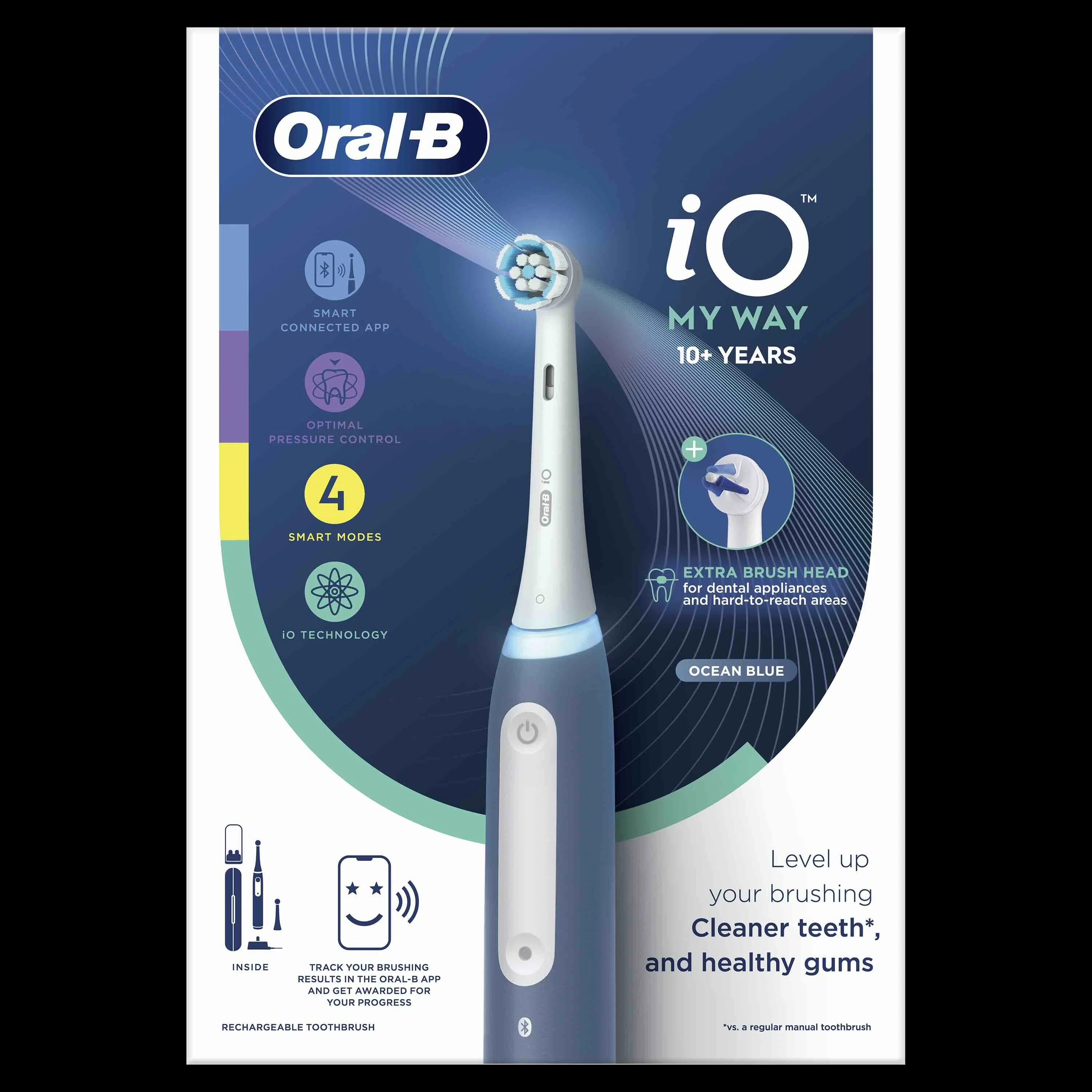 Oral-B EK iO Teen Blue + držiak zubnej kefky + cestovné púzdro + 1NH