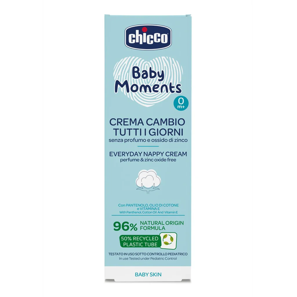 CHICCO Krém na detský zadoček Baby Moments bez parfému na každý deň 0m+ 1×100 ml, krém na detský zadoček