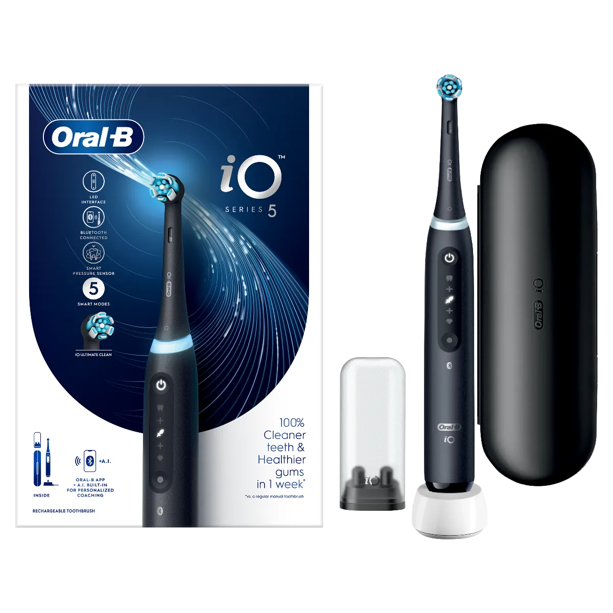 Oral B iO Series 5 Black Elektrická zubná kefka 1×1 ks, elektrická zubná kefka