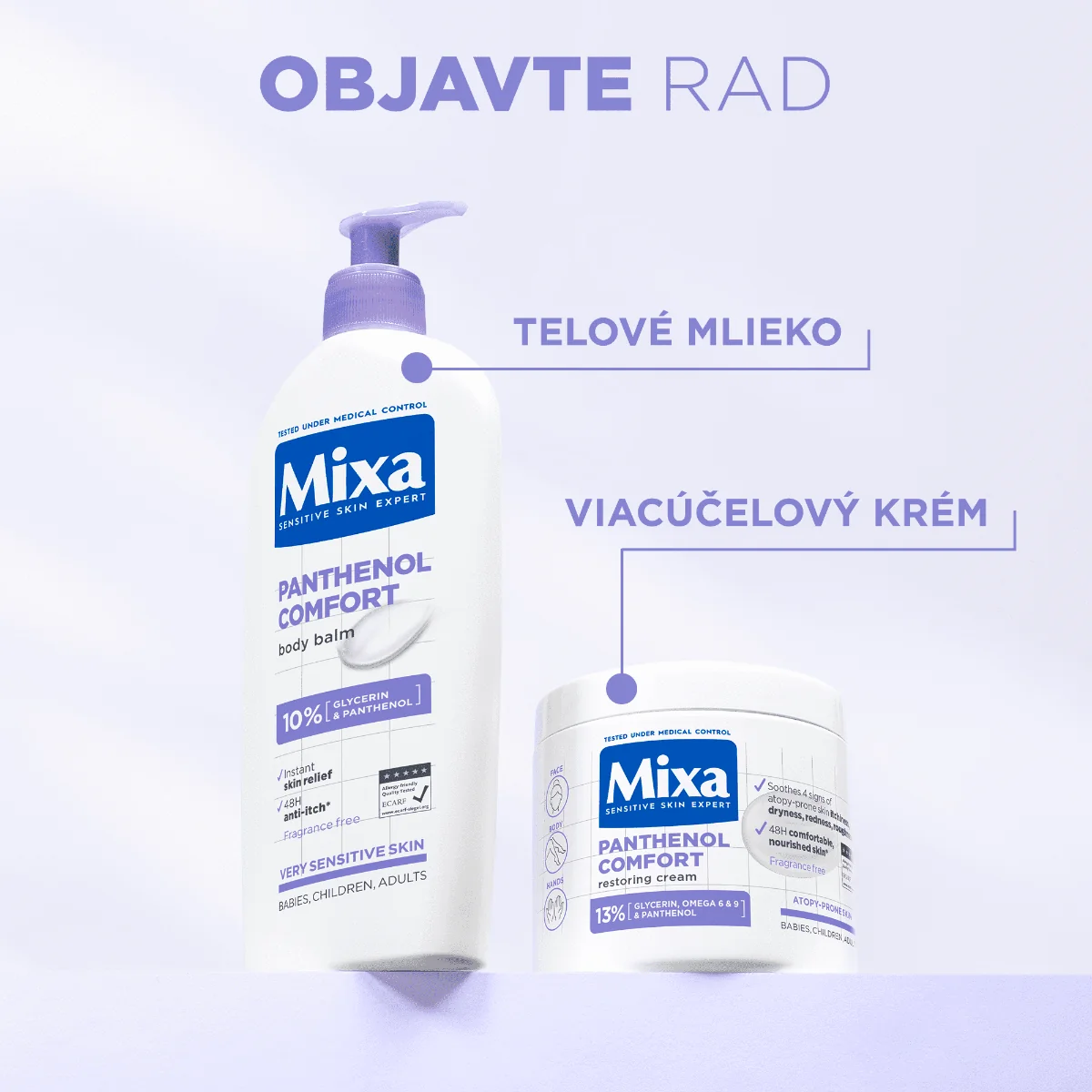 Mixa Panthenol Comfort obnovujúca telová starostlivosť 1×400 ml, telový krém