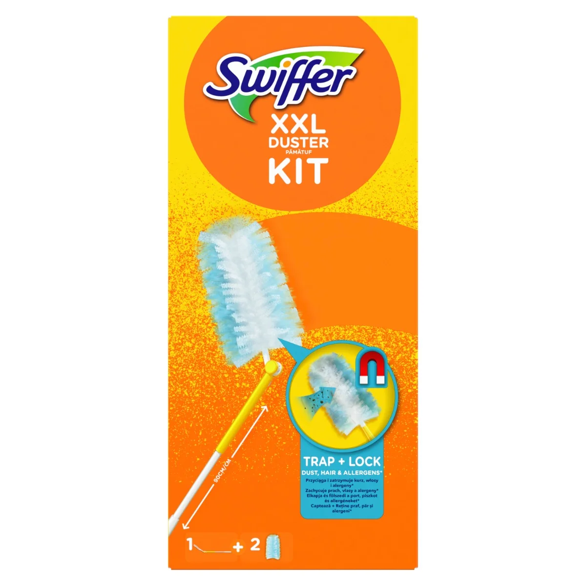 Swiffer Trap & Lock Súprava XXL Prachovky (1 Rukoväť + 2 Náhradných Prachoviek) 1×1 ks, súprava na utieranie prachu