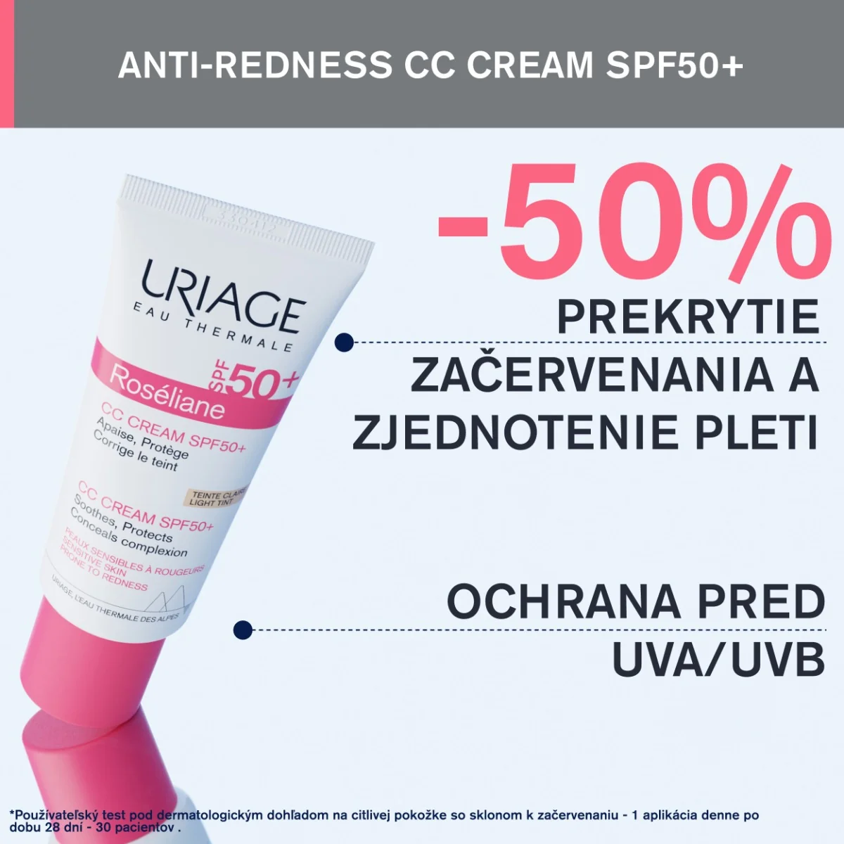 URIAGE ROSÉLIANE CC Cream SPF50+, 40ml 1×40 ml, tónovací krém na začervenanú pokožku