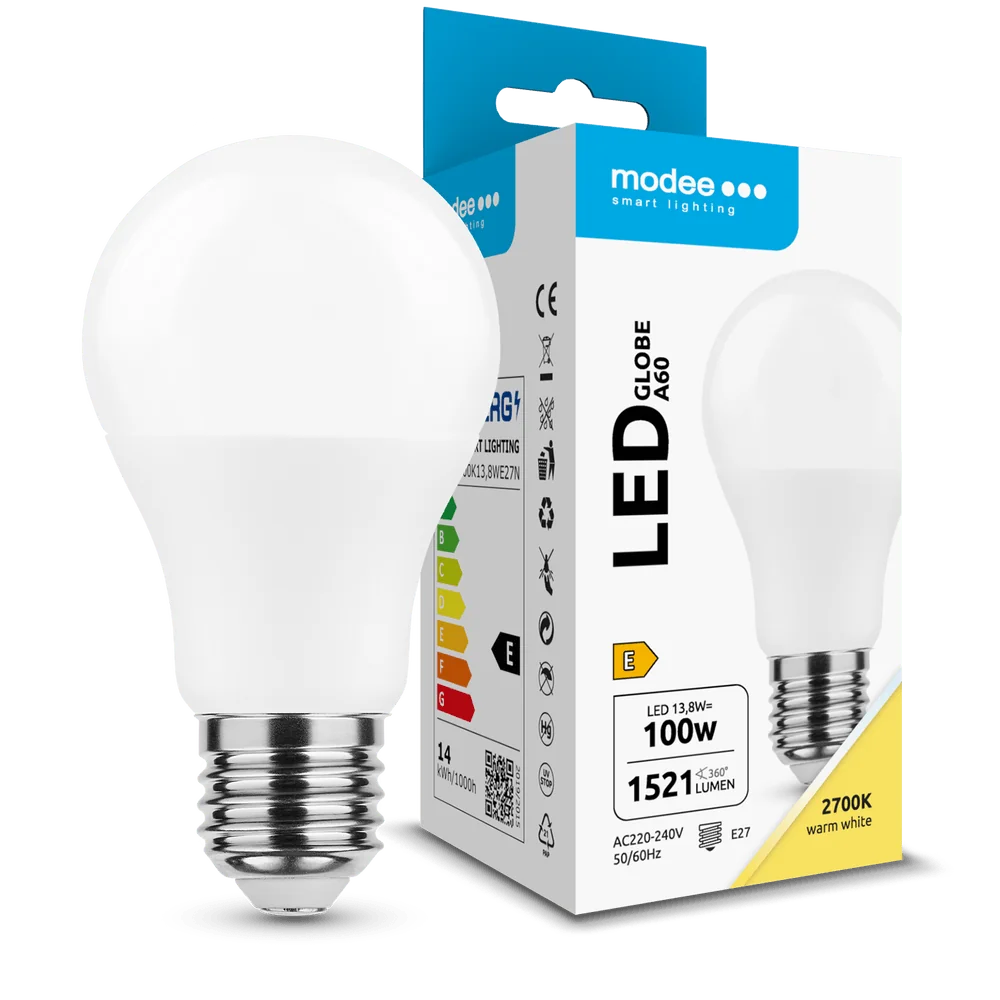 Modee Lighting LED žiarovka Globe A60 13,8W E27 360° 2700K 1521 lm ERP (ML-G2700K13,8WE27N)