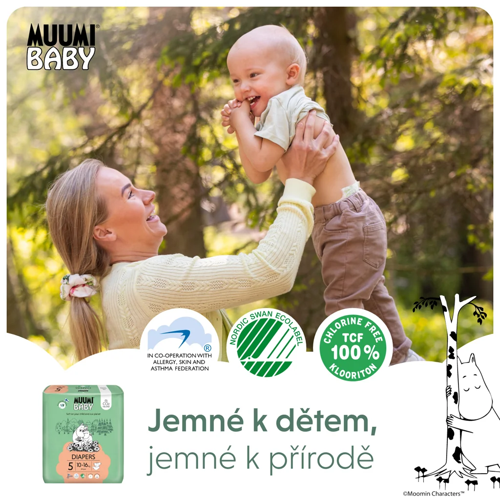 Muumi Baby 5 Maxi+ 10-16 kg, eko plienky 44 ks 1×44ks, EKO plienky