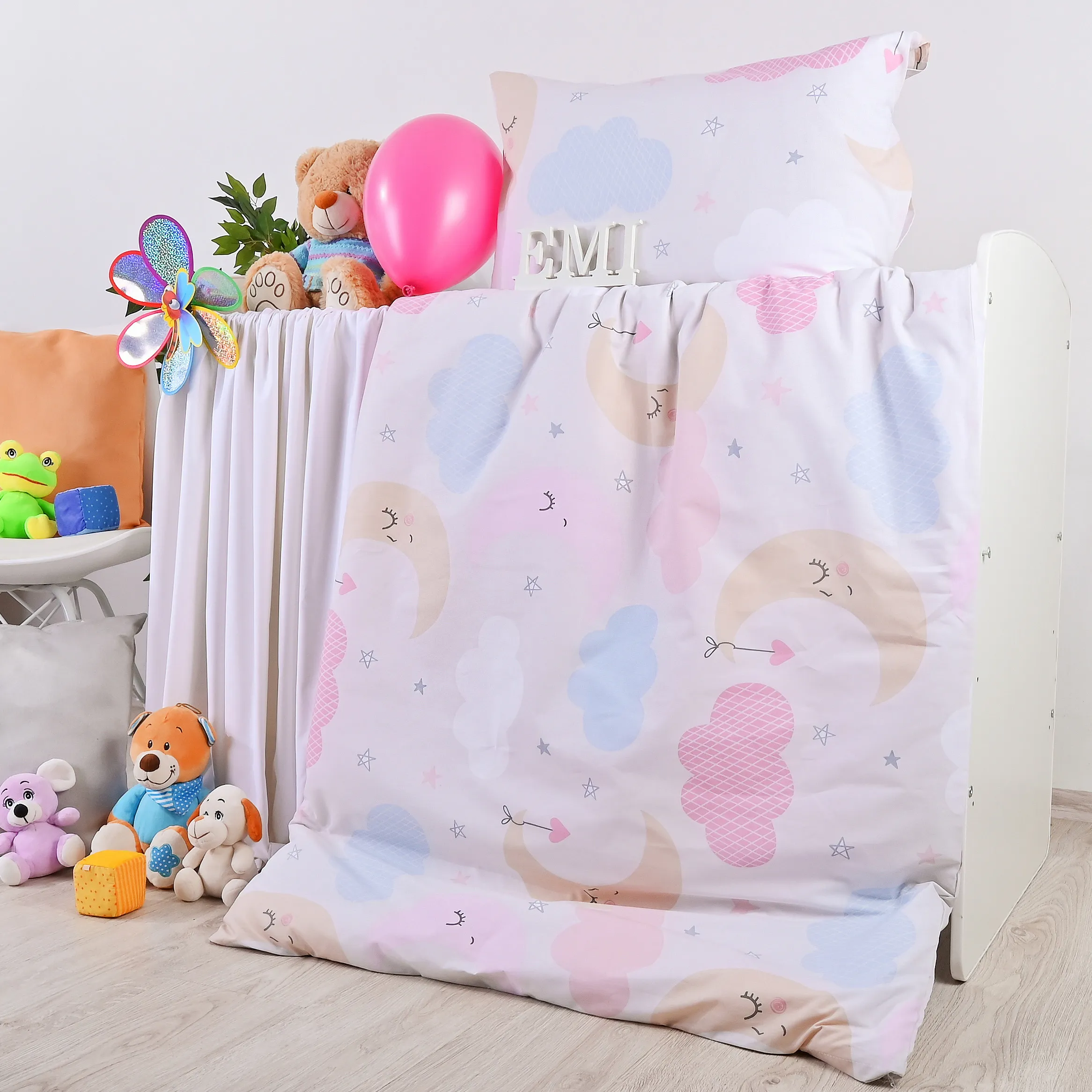 EMI detské posteľné obliečky  bavlnené Heaven ružové 1×1ks, detské posteľné obliečky