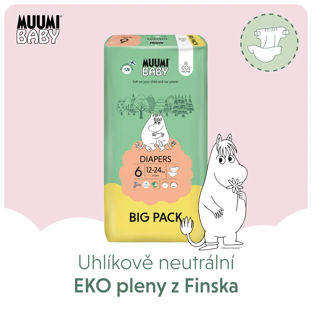 Muumi Baby 6 Junior 12-24 kg, eko plienky 54 ks 1×54ks, EKO plienky