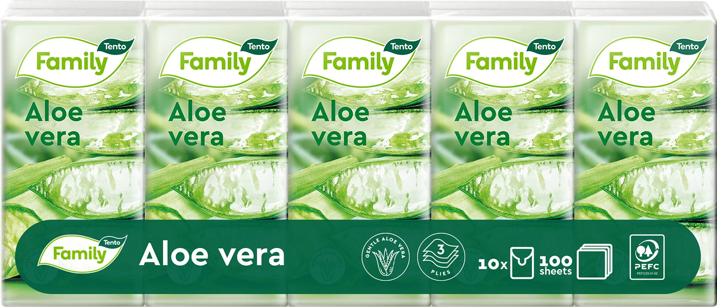 Tento Family Sensitive Aloe Vera hygienické vreckovky 10×10 ks, hygienické vreckovky