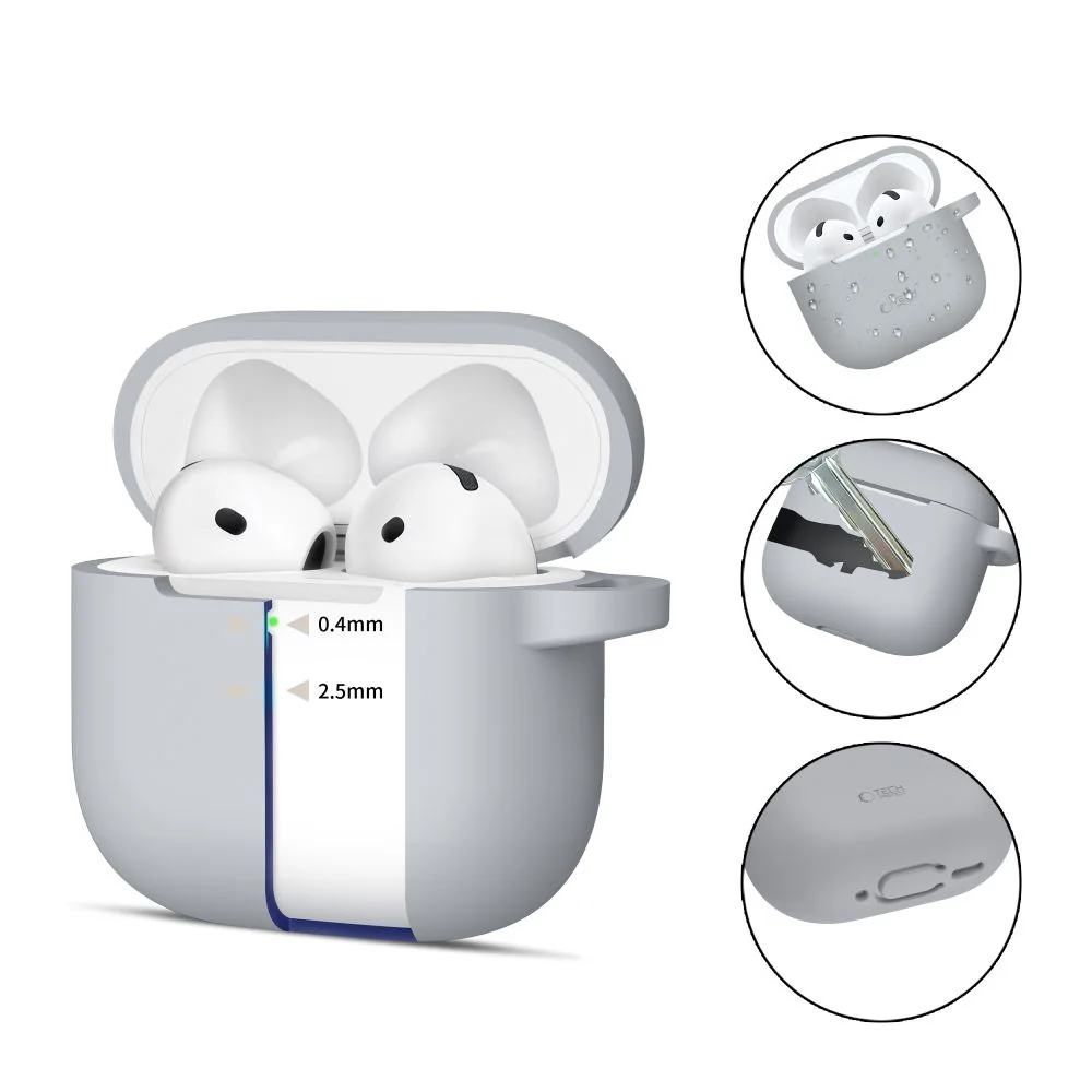 Tech-Protect Silicone Hook puzdro na Apple AirPods 4, sivé 