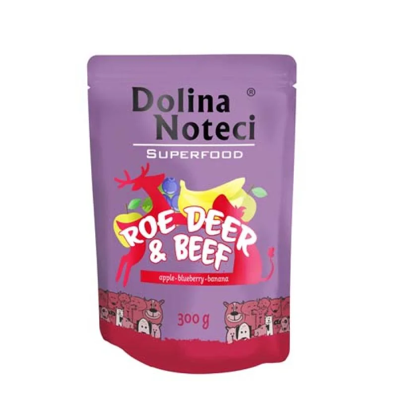 DOLINA NOTECI SUPERFOOD 300g srnčie a hovädzie mäso pre psov 80% mäsa