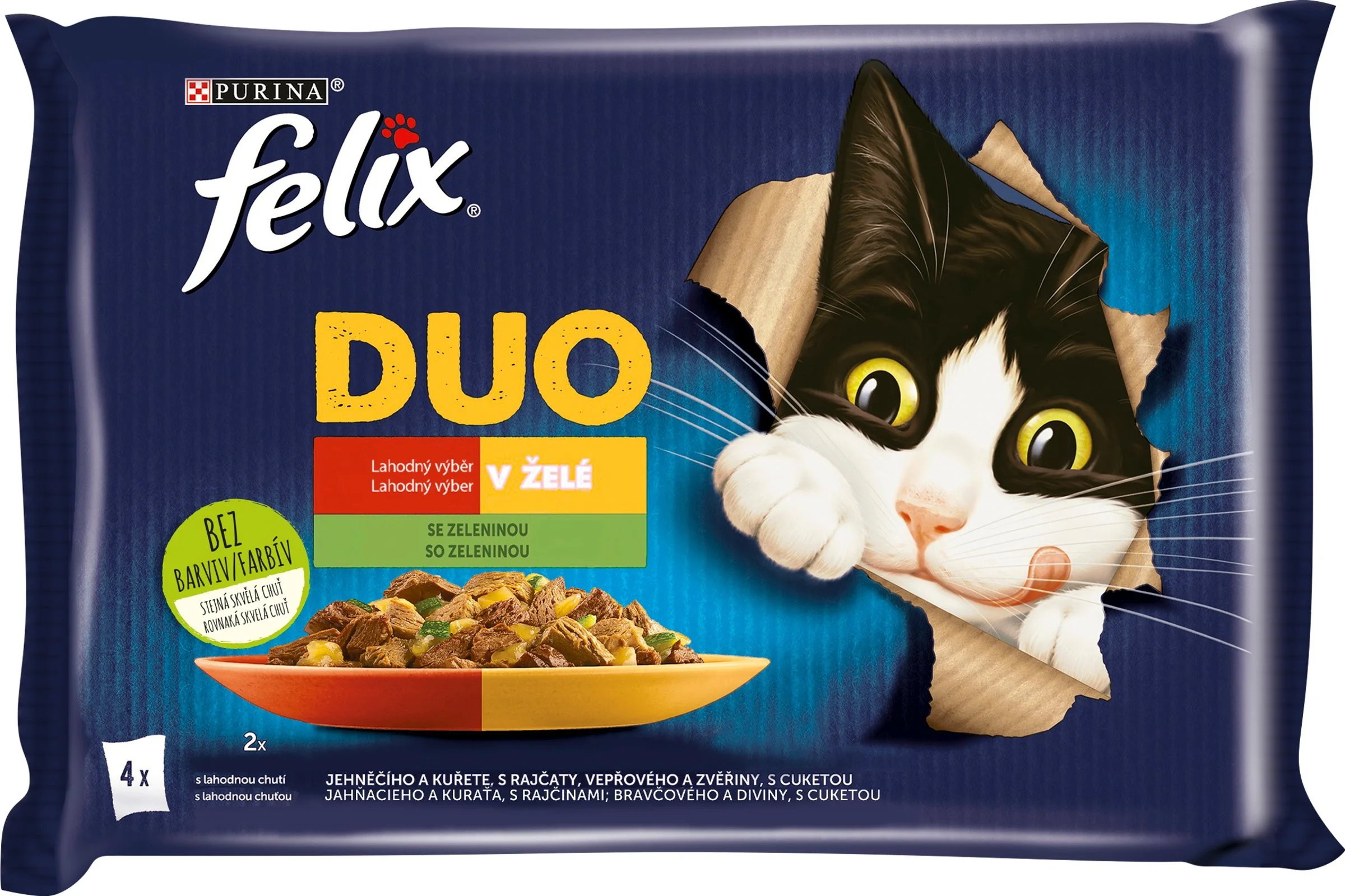 FELIX Fantastic DUO Multipack 12(4x85g) jahňacie a kura/bravčové a zverina so zeleninou