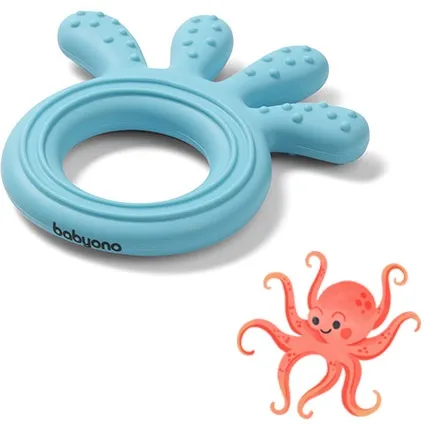 BABYONO Hryzačka silikónová Octopus modrá 1×1 ks, hryzátko pre deti