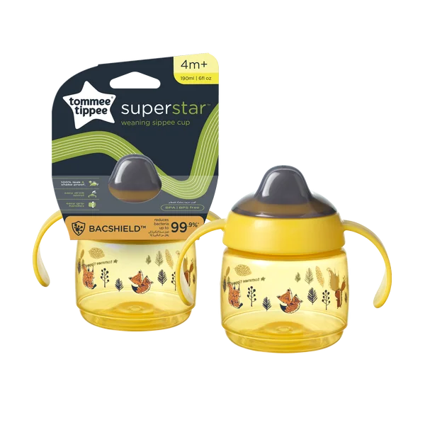 Tommee Tippee Superstar netečúci hrnček, 190 ml, 4m+, žltý