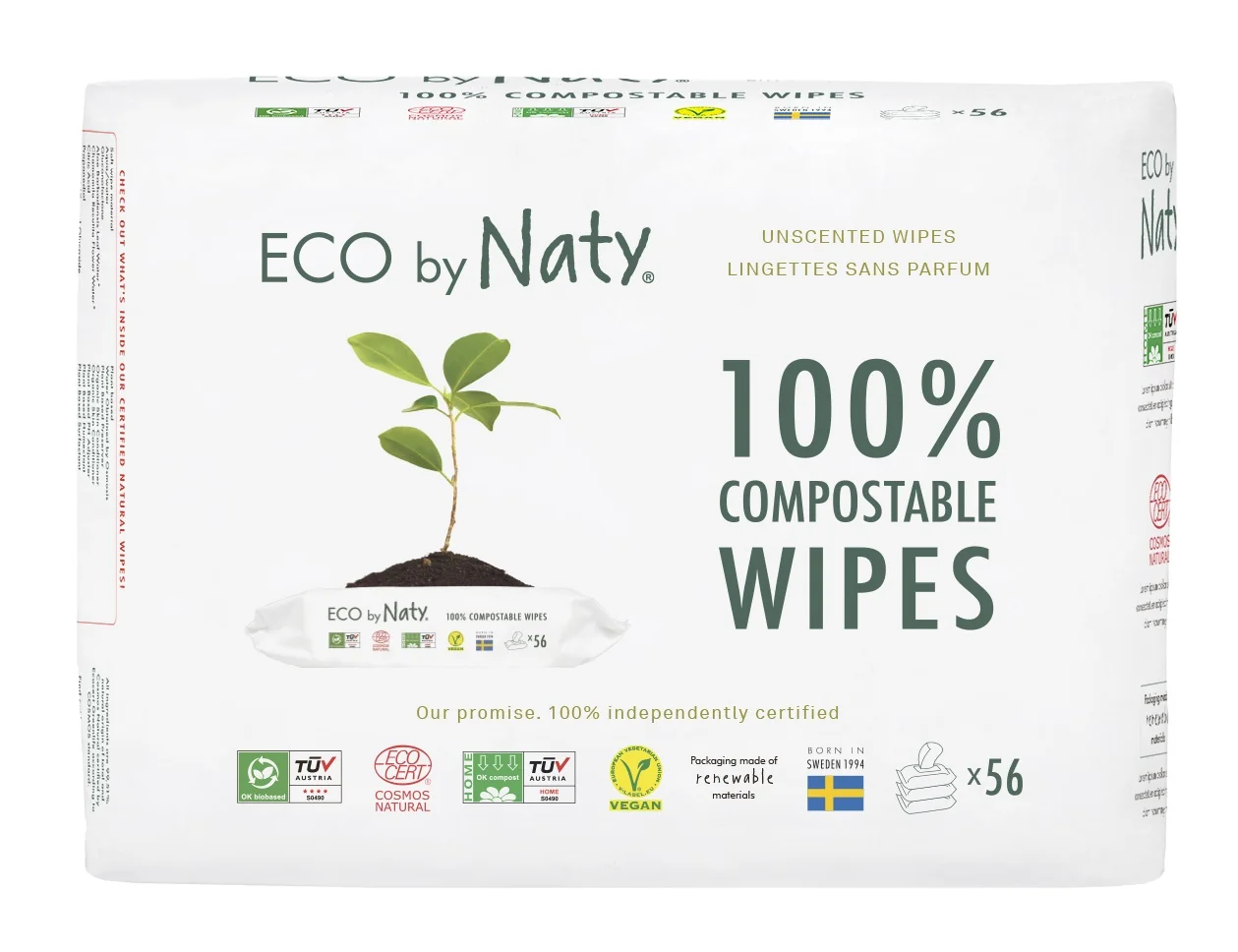 Eco by Naty Vlhčené obrúsky bez vône pre citlivú pokožku 1×168 ks, vlhčené obrúsky