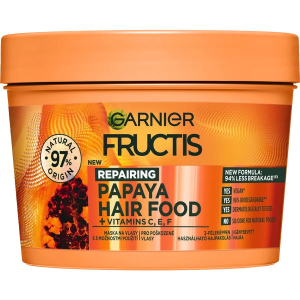 Garnier Fructis Hair Food Papaya regeneračná maska na poškodené vlasy, 400 ml