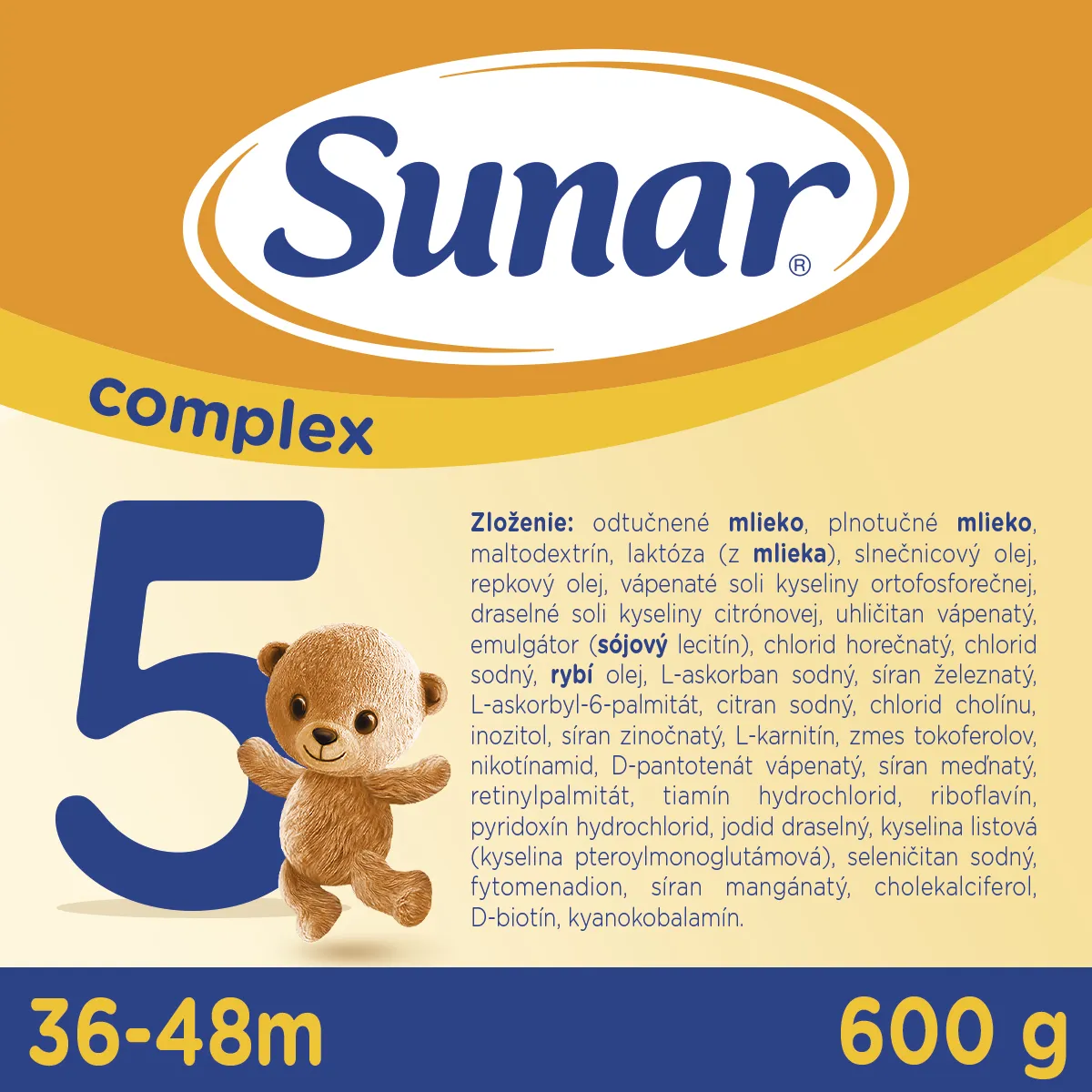 Sunar Complex 5 1×600 g, mliečna výživa, od 36. mesiaca