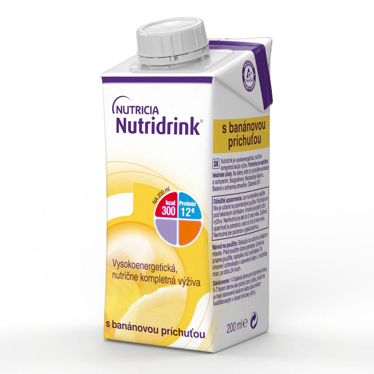 Nutridrink s banánovou príchuťou 4x200 ml, nápoj na medicínske účely