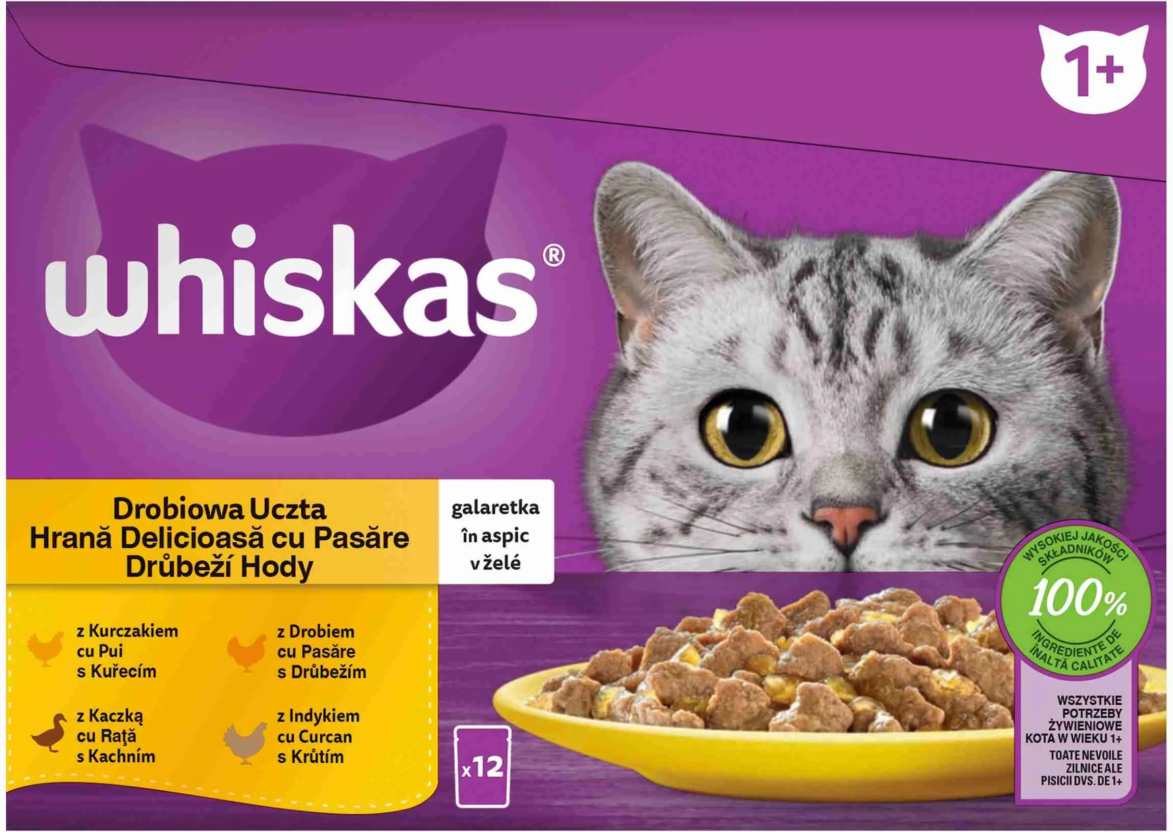 WHISKAS Kapsička Hydinový výber v želé 12pack 12×85g, kapsička pre mačky