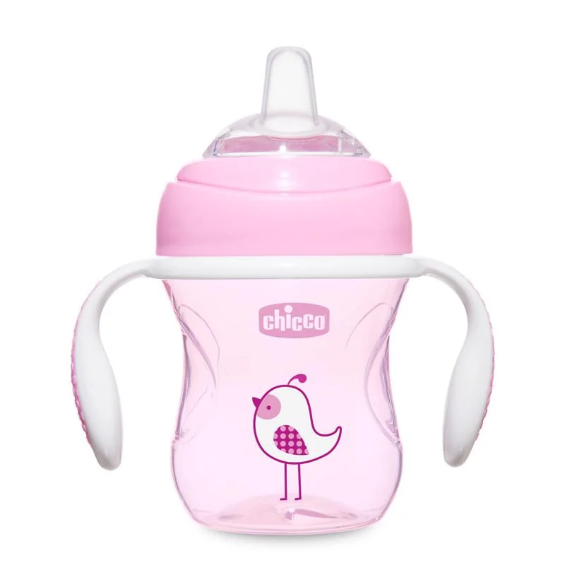 Chicco Hrnček Chicco Učíme sa s držadlami 200 ml, ružový, 4m+