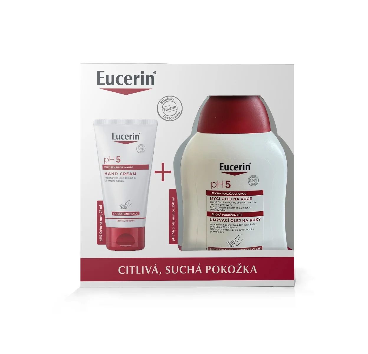 Eucerin kazeta pH5 Umývací olej na ruky + Krém na ruky 1×1 set, darčekové balenie