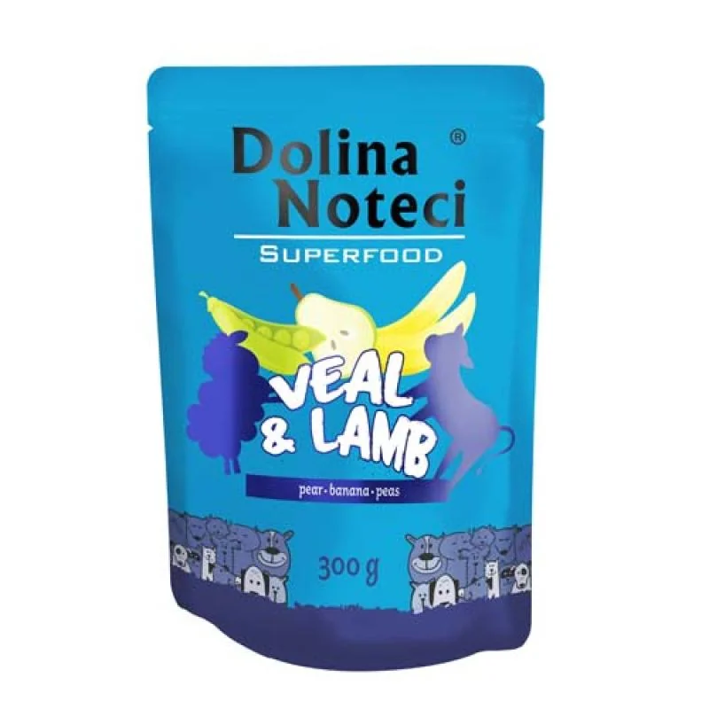 DOLINA NOTECI SUPERFOOD 300g teľacie a jahňacie mäso pre psov 80% mäsa