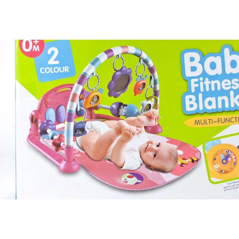 Deka na zem pre deti hracia s pianom ružová BABY FITNESS BLANKET 1164