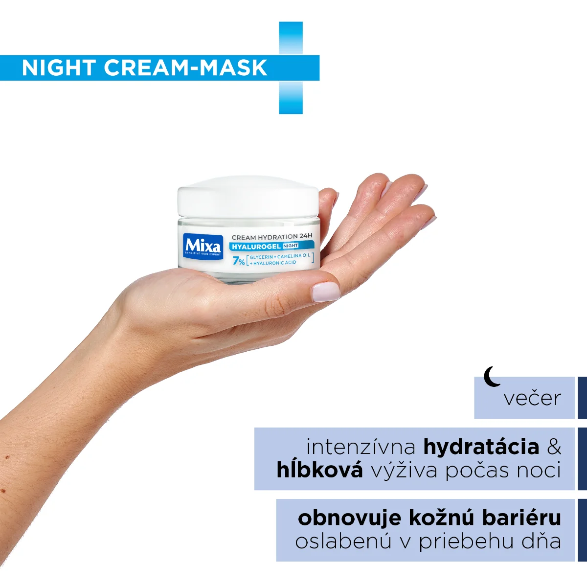 Mixa Hyalurogel Night 1×50 ml, nočný hydratačný krém