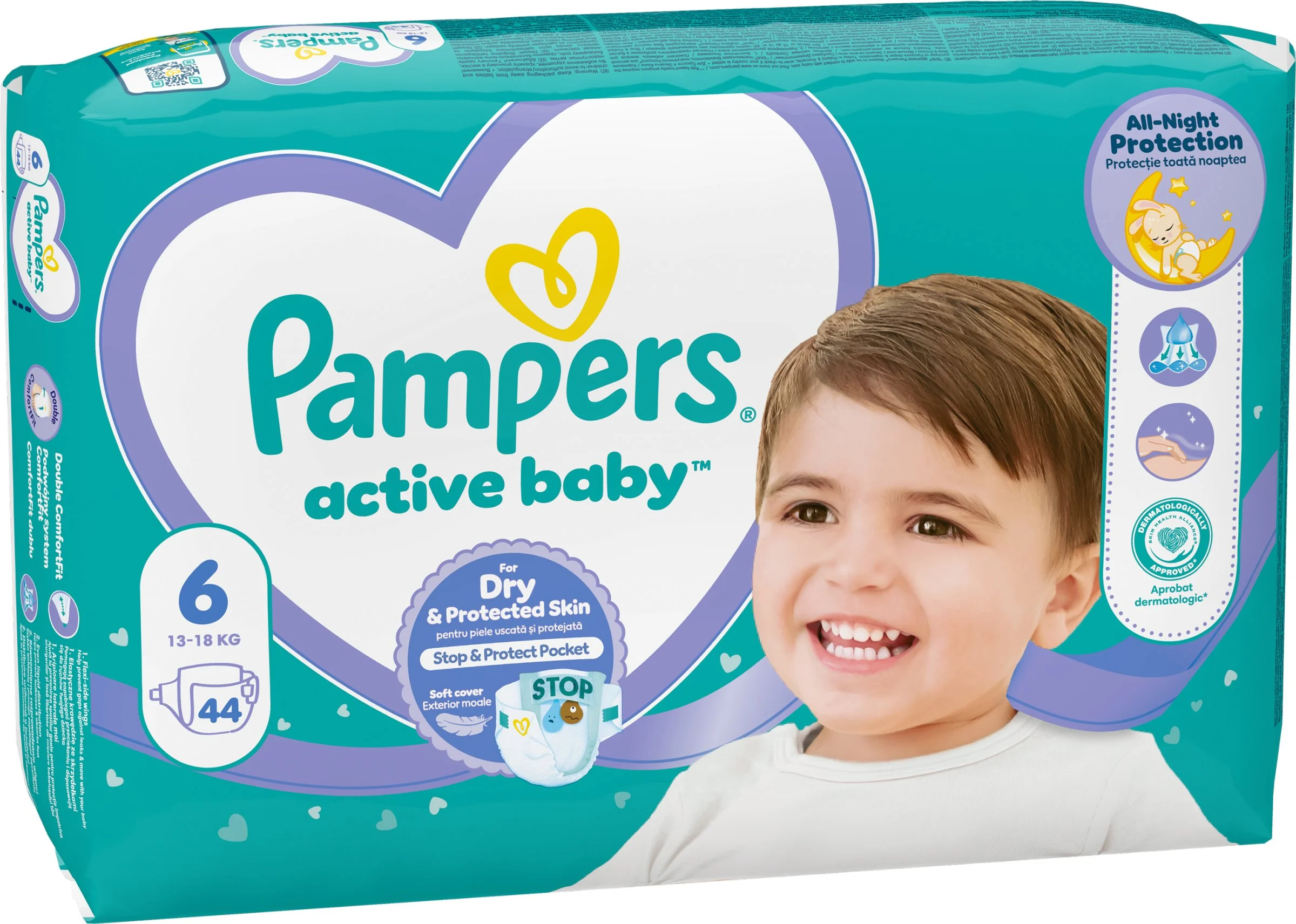 PAMPERS active baby Maxi Pack 6 ExtraLarge 1×44 ks, veľkosť 6, detské plienky